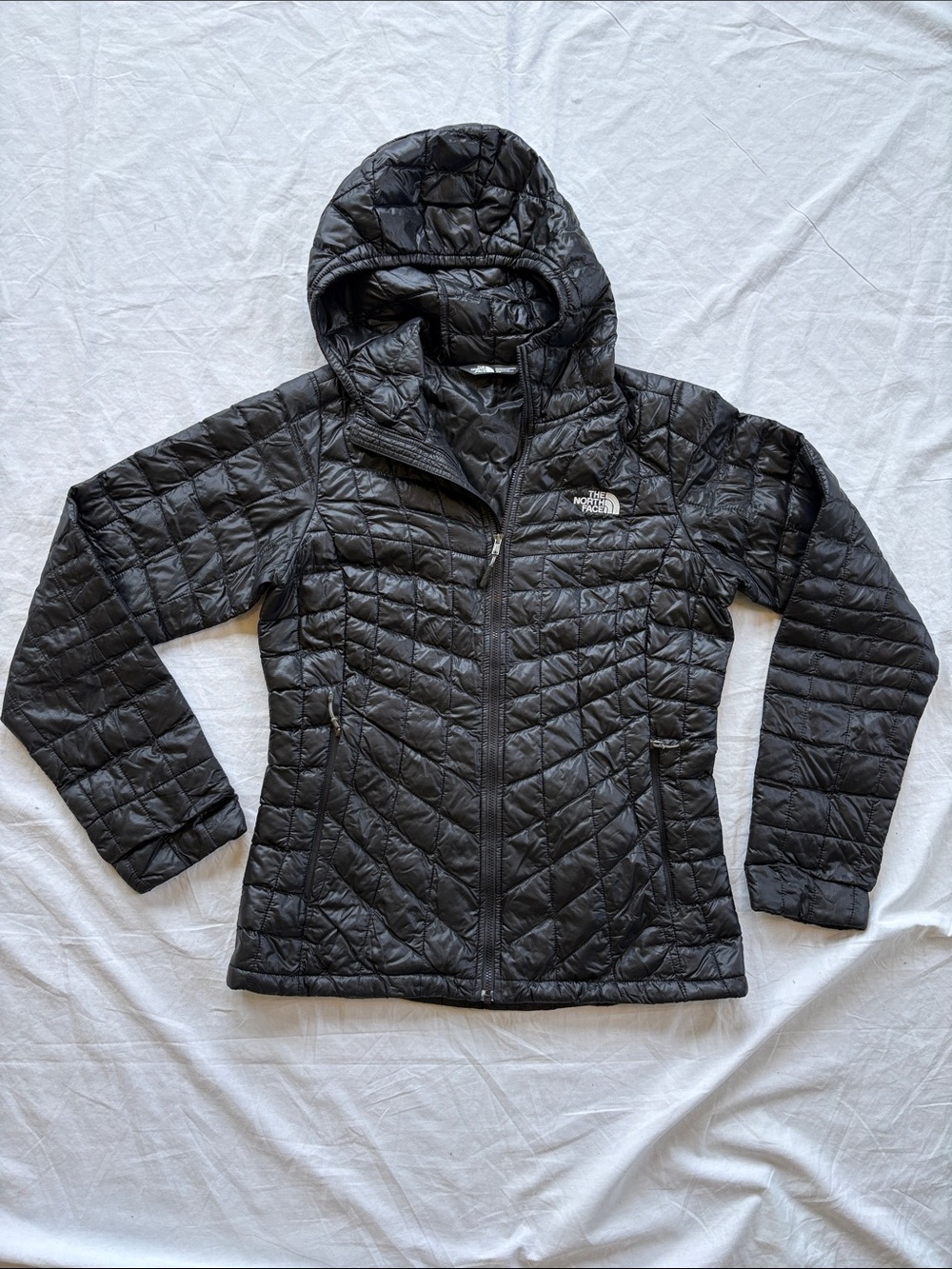 North Face Thermoball Black Quilted Hooded Puffer Jacket Women’s Small